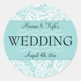 Boda de pegatinas a favor con acentos de encaje