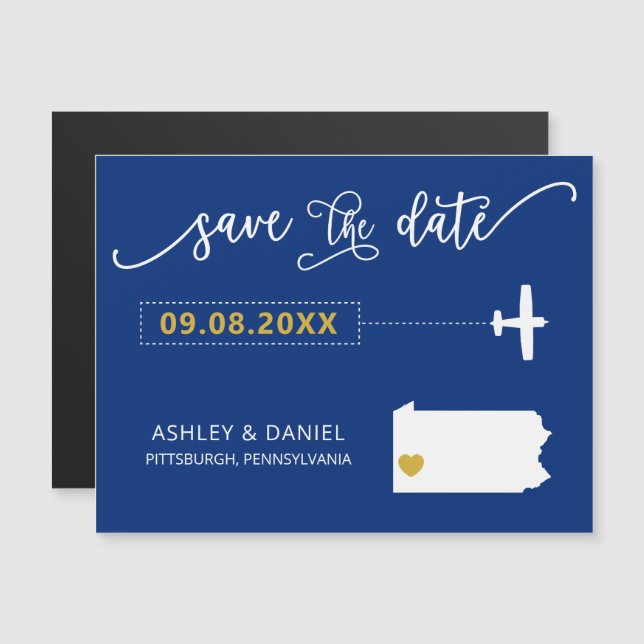 Boda de Pennsylvania Salve la tarjeta de fecha, ma (Anverso/Reverso)
