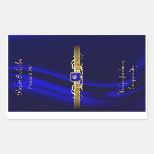 Boda de pergamino de oro de seda azul Pegatina de 