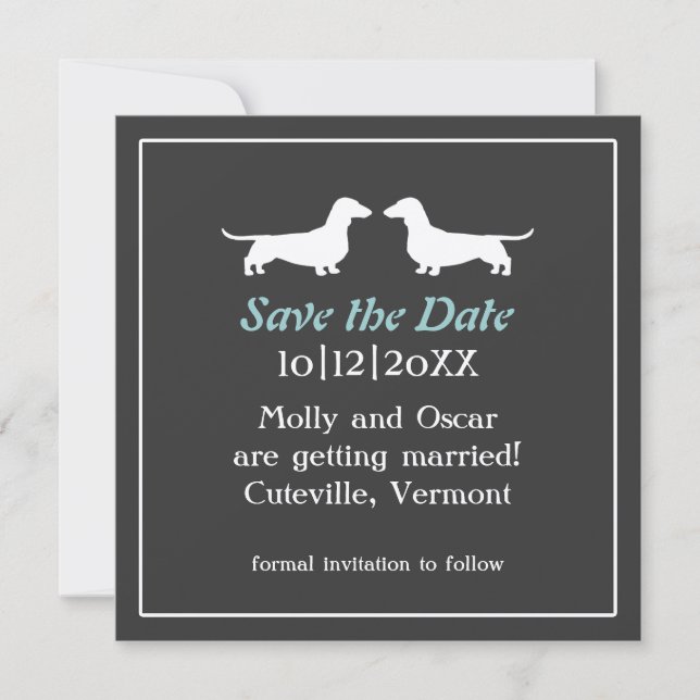 Boda de perros Dachshund Guardar la invitación de  (Anverso)