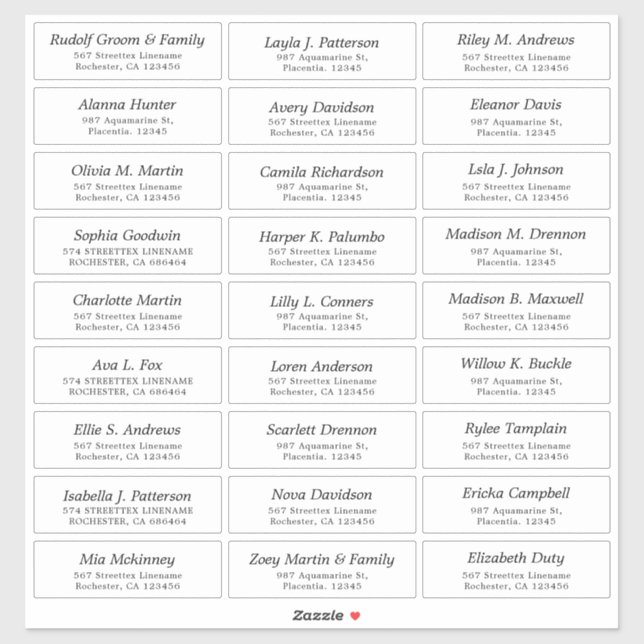 Boda de personalizable Pegatina invitado (Hoja)