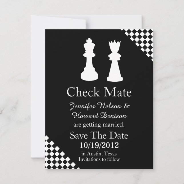 Boda de piezas de ajedrez Guardar la Invitación de (Anverso)