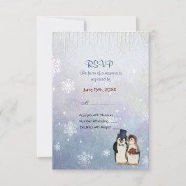 Boda de pingüino con copos de nieve - RSVP