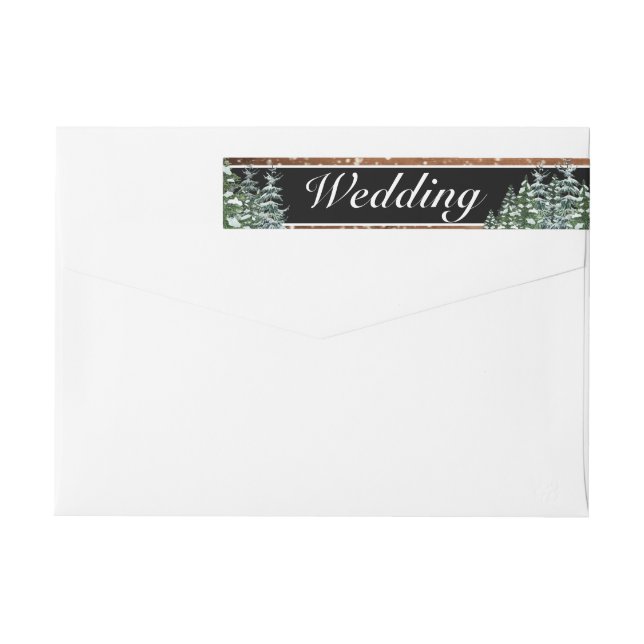 Boda de pino de bosque y madera nevados (Reverso)
