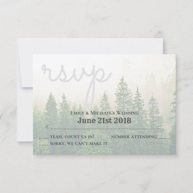 Boda de Pinos Forestales Selección de menú y RSVP (Anverso)