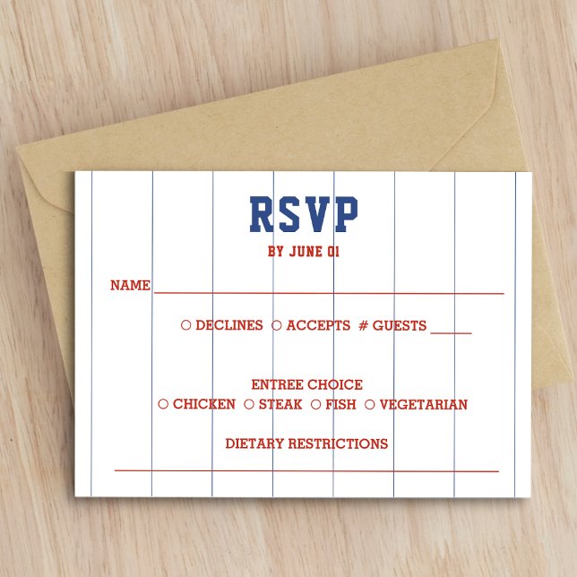 Boda de Pinstripe de Béisbol RSVP (Baseball Pinstripe Wedding RSVP)
