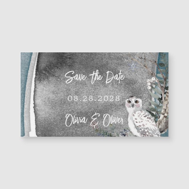 Boda De Pintura De Lechuza De Nieve De Invierno Gu (Anverso)