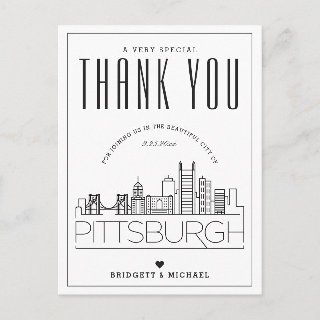 Boda de Pittsburgh | Gracias por venir! Postal (Anverso)