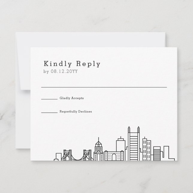 Boda de Pittsburgh | RSVP estilizada de líneas aér (Anverso)