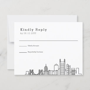 Boda de Pittsburgh RSVP estilizada de líneas aér