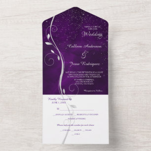 Boda de plantilla de fotografía púrpura de Swirl L