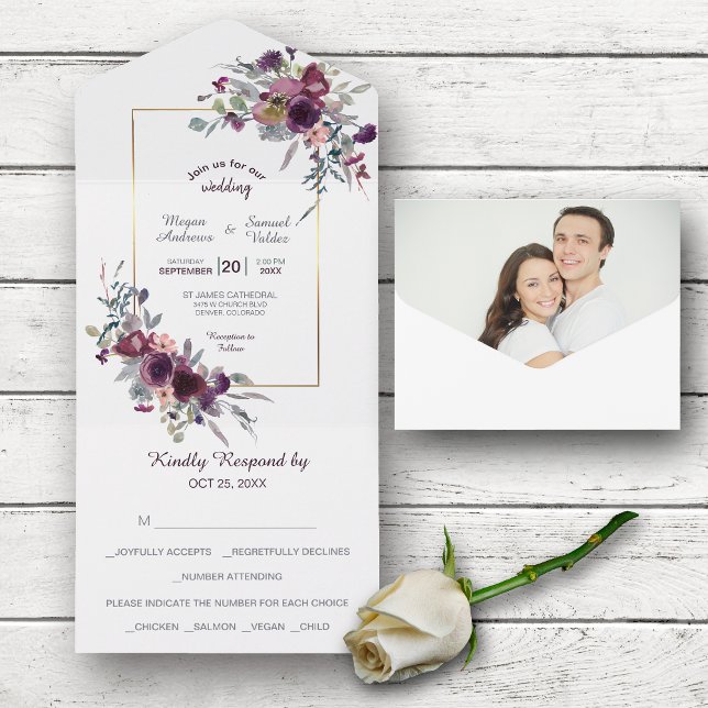 Boda de plantilla de fotos de Floral azul violeta (Subido por el creador)
