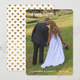 Boda de plantillas de fotos de Gold Hearts Gracias