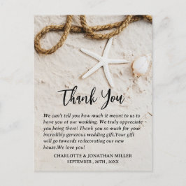 Boda de Playa Costera Tropical Tarjeta de Agradeci