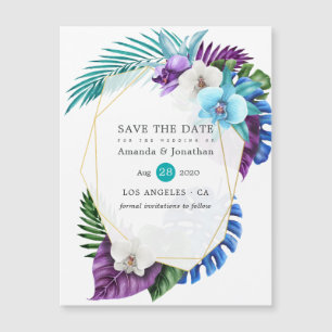 Boda de playa de orquídeas tropicales, guarde la f