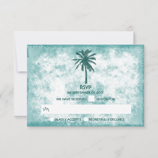 Boda de Playa de Palm Tree Tropical RSVP (Anverso)