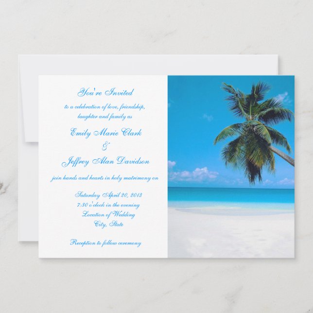 Boda de playa del destino de la invitación (Anverso)