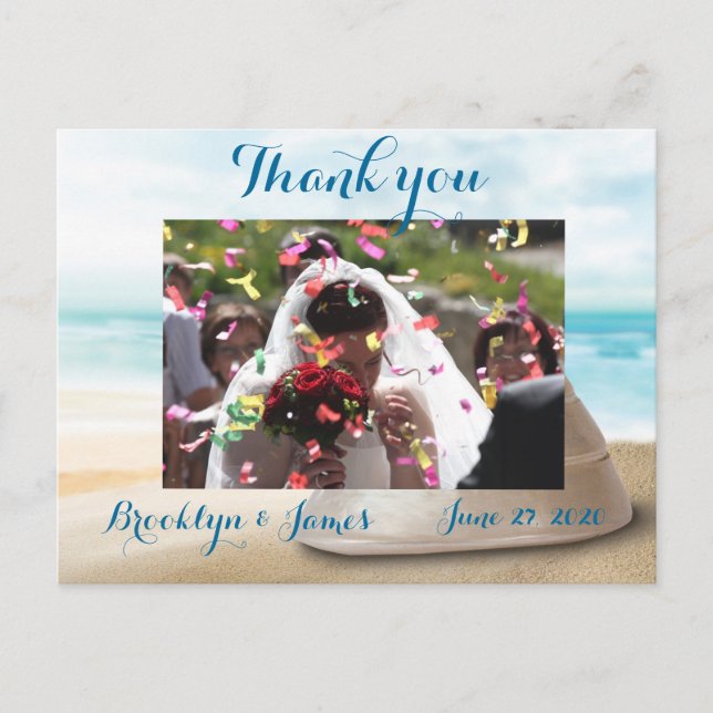 Boda de playa Gracias Postales (Anverso)