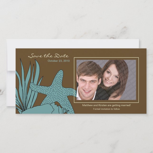 Boda de playa Guardar la tarjeta fotográfica de fe (Anverso)