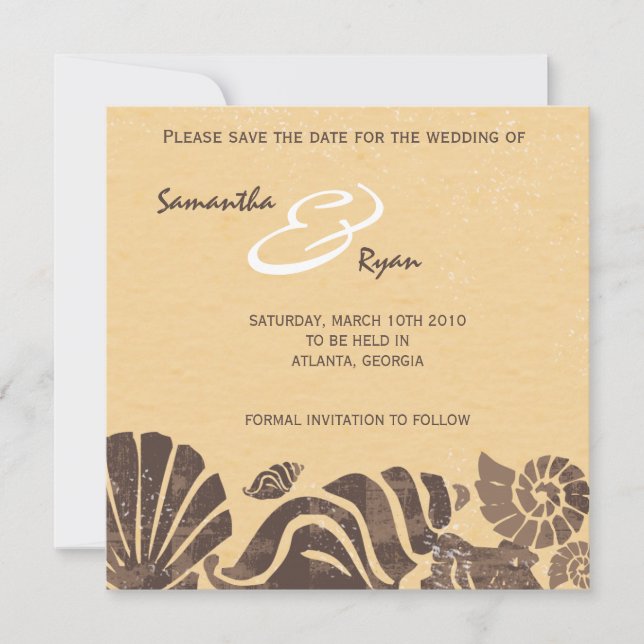 Boda de playa - Guardar las tarjetas de fecha (Anverso)