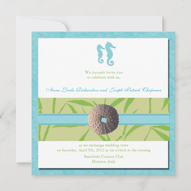 Boda de playa - Invitación a la boda Aqua Blue (Anverso)