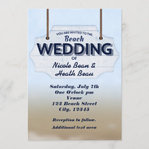 Boda de playa Invitaciones tropicales de Rótulo de