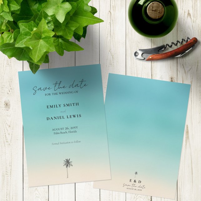 Boda De Playa 🌴 🌊 Minimalista Guardar La Tarjeta (Beach Wedding 🌴🌊 Minimalist Save The Date Card
)