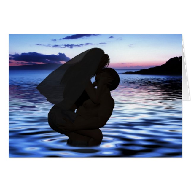 Boda de playa, pareja de luna de miel en besos (Anverso (Horizontal))