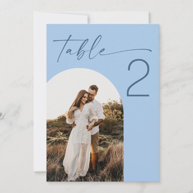 Boda de Playa Pastel Azul Cielo | Número de Mesa c (Anverso)