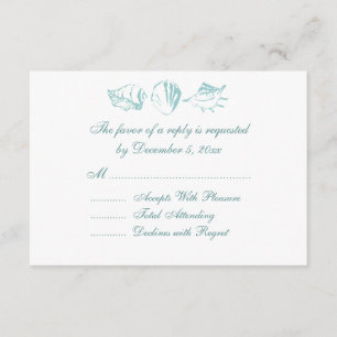 Boda de playa RSVP Blue Seashells