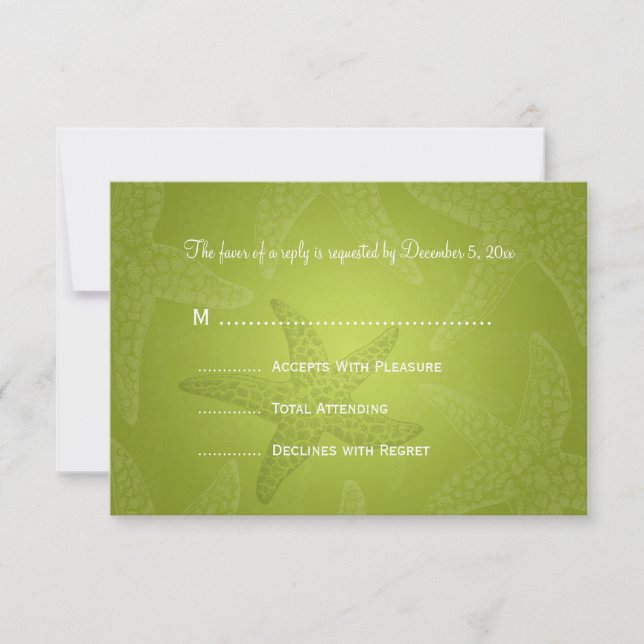 Boda de playa RSVP Starfish Lime Green (Anverso)