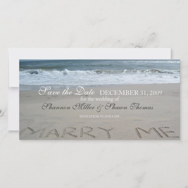 Boda de playa Salven el Anuncio de Fecha (Anverso)