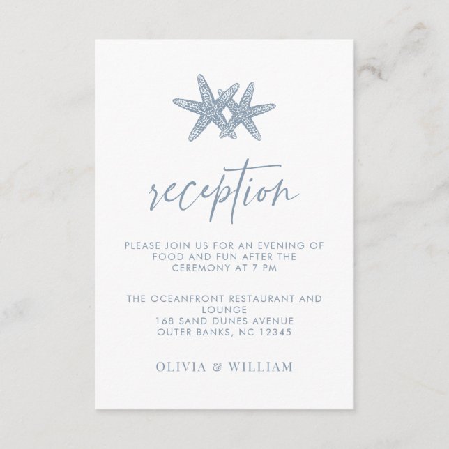 Boda de playa Starfish Dusty Blue Recepción (Anverso)