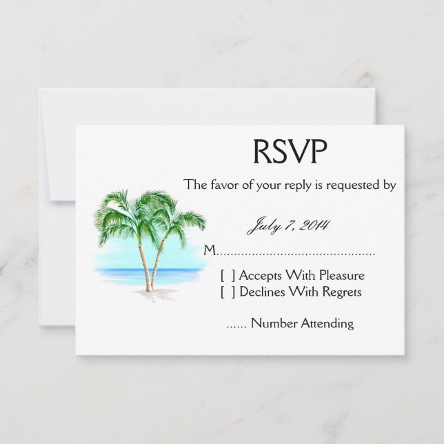 Boda De Playa Y Palmeras RSVP (Anverso)