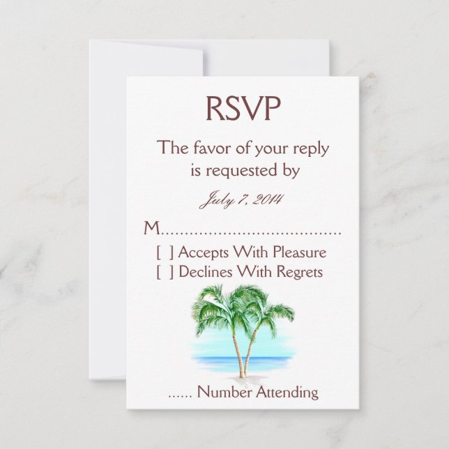 Boda De Playa Y Palmeras RSVP (Anverso)