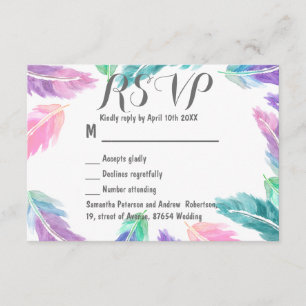 Boda de plumas acuáticas pintadas RSVP
