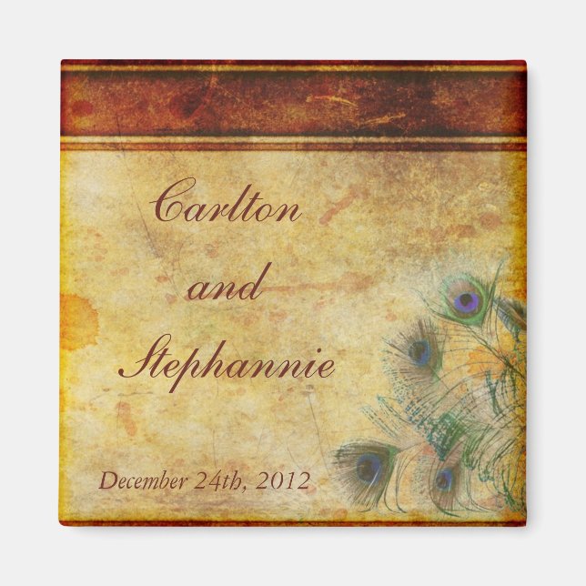 Boda de plumas de pavo real en favor del imán (Frente)