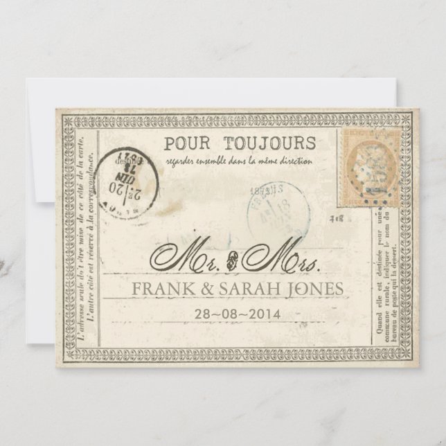 Boda de postales de época francés (Anverso)