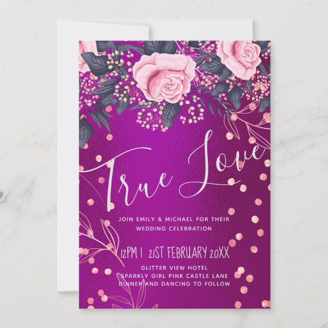 Boda de presupuesto Aspecto metálico Rosegold Flor (Anverso)