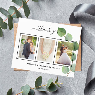 Boda de presupuesto, eucalipto, foto, tarjeta de a