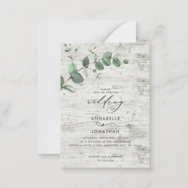 boda de presupuesto Eucalyptus Invitación a la mad (Anverso)