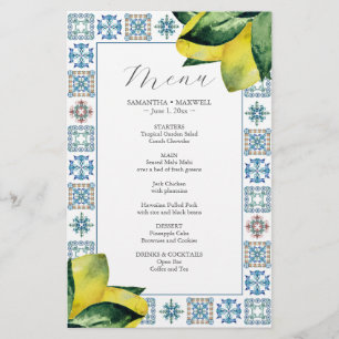 Boda de presupuesto Menus Italian Amalfi Tile