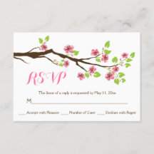 Boda de primavera en flor de cerezo rosa RSVP