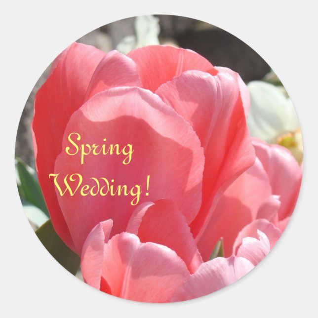 ¡Boda de Primavera! pegatinas Tulipanes Rosas sell (Anverso)