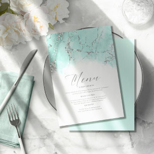Boda de Purpurina de mármol Verde azulado Silver I