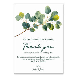 Boda de rama de Eucalyptus Mesa tarjeta de agradec