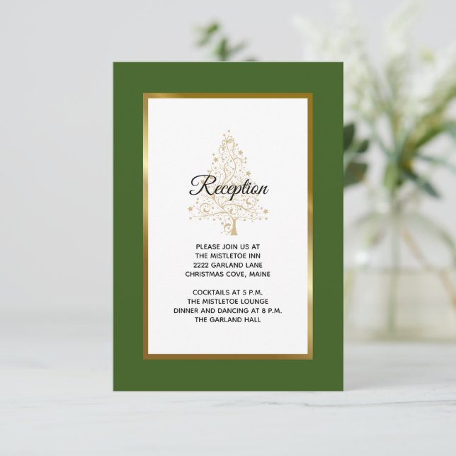 Boda de recepción de árbol de Navidad dorado verde (Anverso de pie)