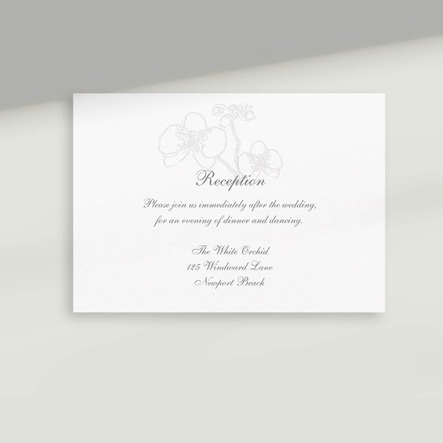 Boda de recepción de caligrafía de orquídea Grabad (formal wedding reception card rsvp reply faux embossed orchid modern classic traditional calligraphy)
