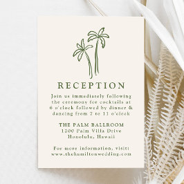 Boda de recepción de crema con palmeras dibujadas 