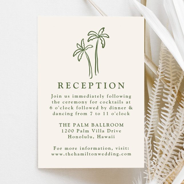 Boda de recepción de crema con palmeras dibujadas  (Subido por el creador)